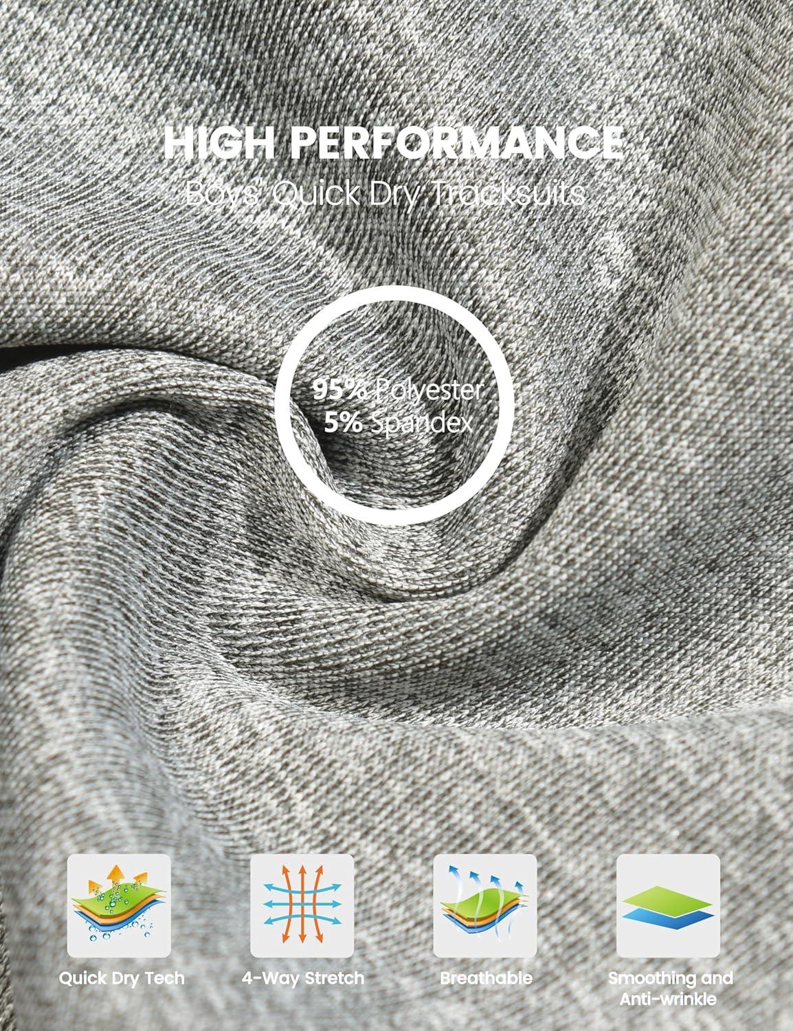 imageLittle Donkey Andy Boys Quick Dry Tracksuits Stretch Durable Sweet Suit for Boys Breathable Boys Activewear