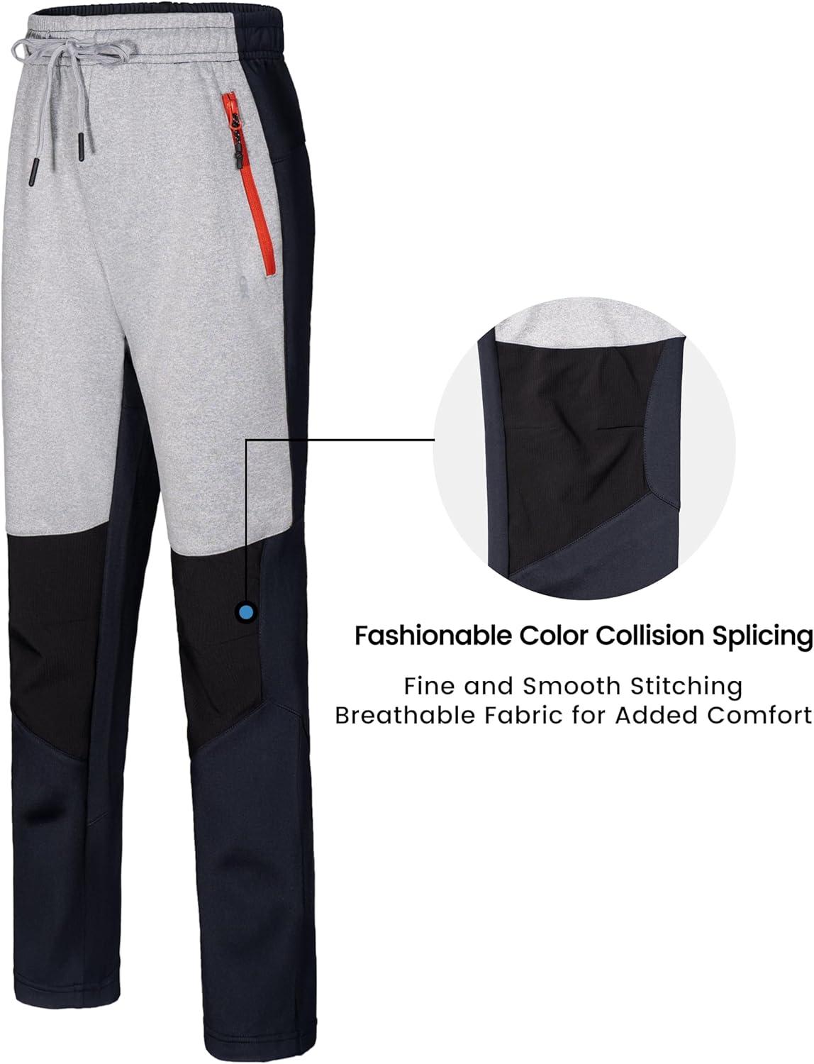 imageLittle Donkey Andy Boys Sweatpants Moisture Wicking Kids Sport Pants Active Patchwork Fabric Joggers614Blackzipper Pocket