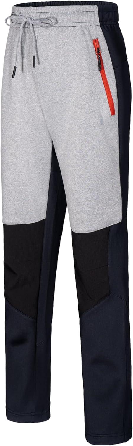 imageLittle Donkey Andy Boys Sweatpants Moisture Wicking Kids Sport Pants Active Patchwork Fabric Joggers614Blackzipper Pocket