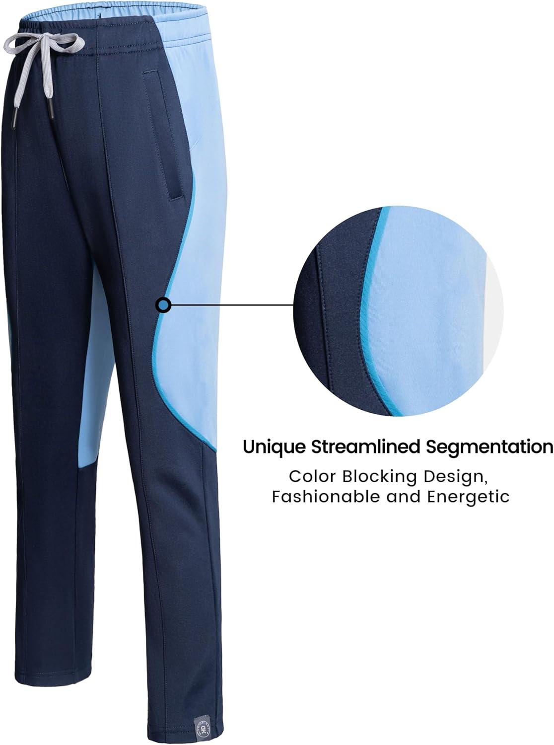 imageLittle Donkey Andy Boys Sweatpants Moisture Wicking Kids Sport Pants Active Patchwork Fabric Joggers614Deep Blue