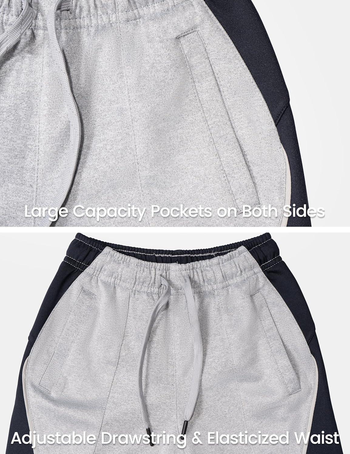 imageLittle Donkey Andy Boys Sweatpants Moisture Wicking Kids Sport Pants Active Patchwork Fabric Joggers614Light Gray