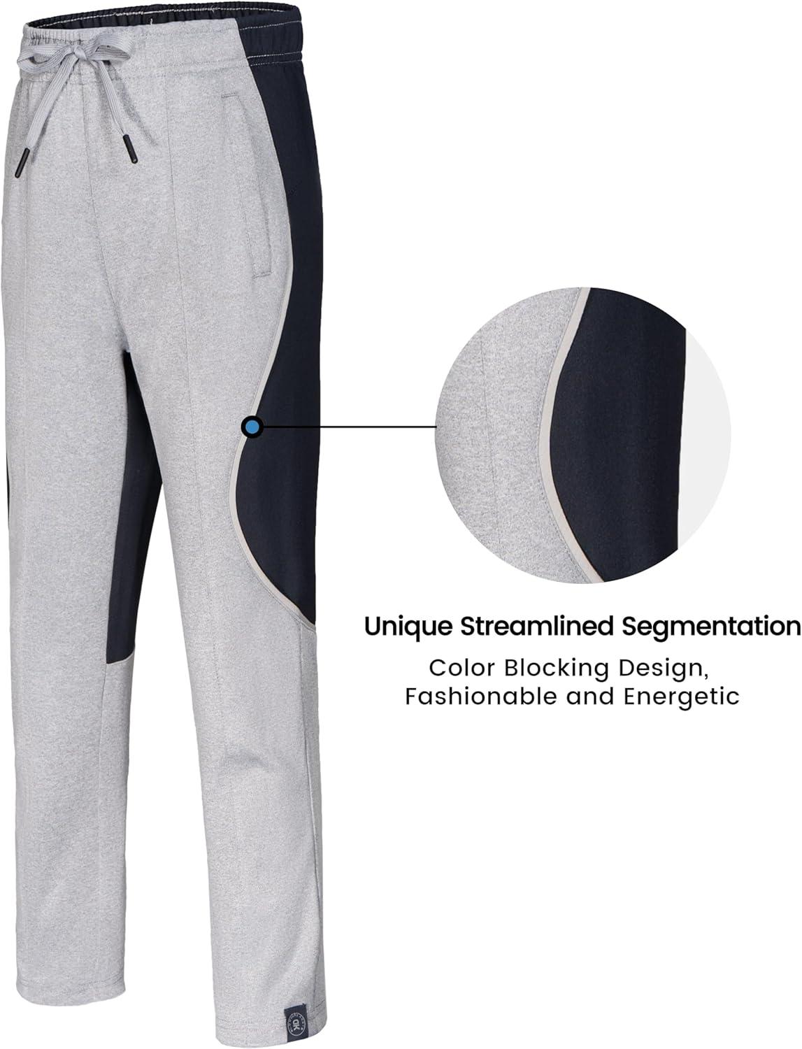 imageLittle Donkey Andy Boys Sweatpants Moisture Wicking Kids Sport Pants Active Patchwork Fabric Joggers614Light Gray