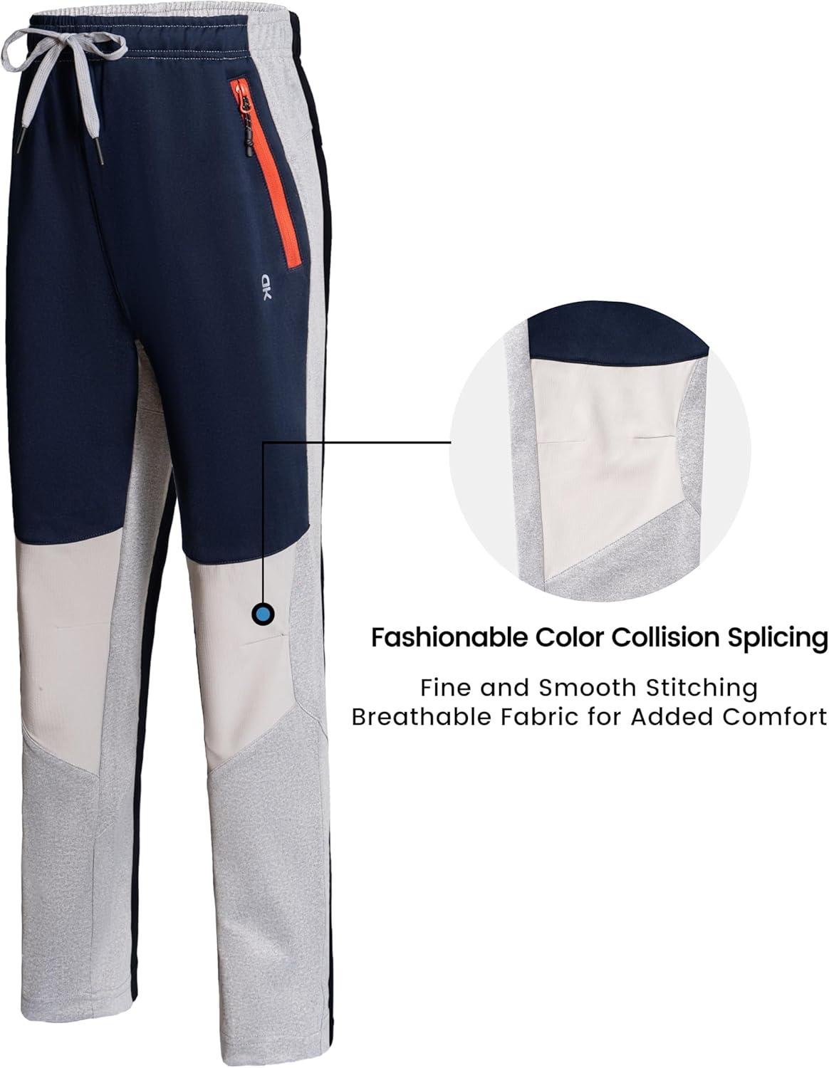imageLittle Donkey Andy Boys Sweatpants Moisture Wicking Kids Sport Pants Active Patchwork Fabric Joggers614Light Grayzipper Pocket