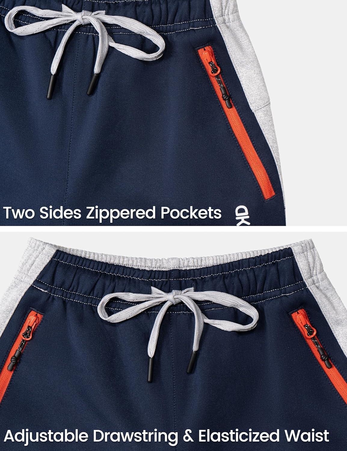 imageLittle Donkey Andy Boys Sweatpants Moisture Wicking Kids Sport Pants Active Patchwork Fabric Joggers614Light Grayzipper Pocket