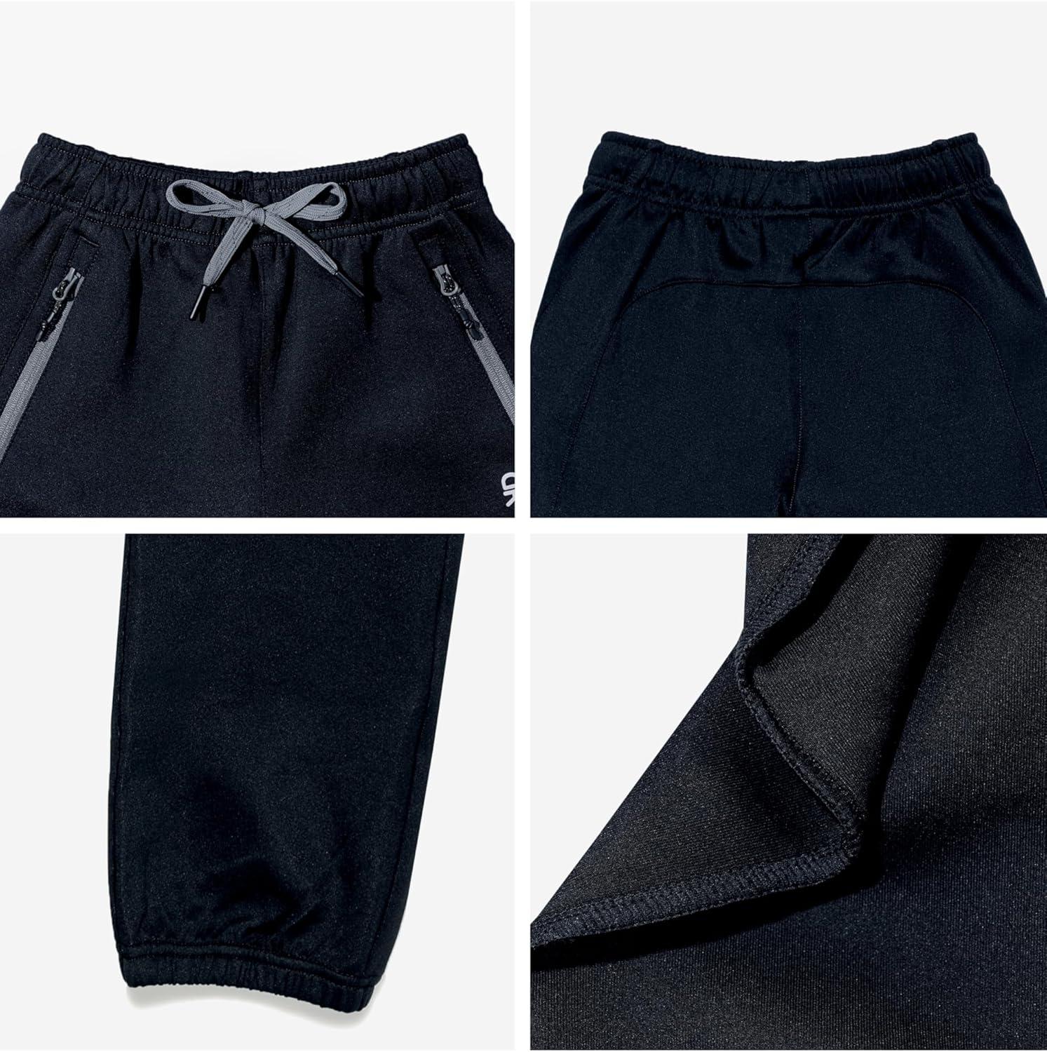 imageLittle Donkey Andy Boys Sweatpants Quick Dry with Zipper Pockets Youth Athletic Jogger PantsBlack