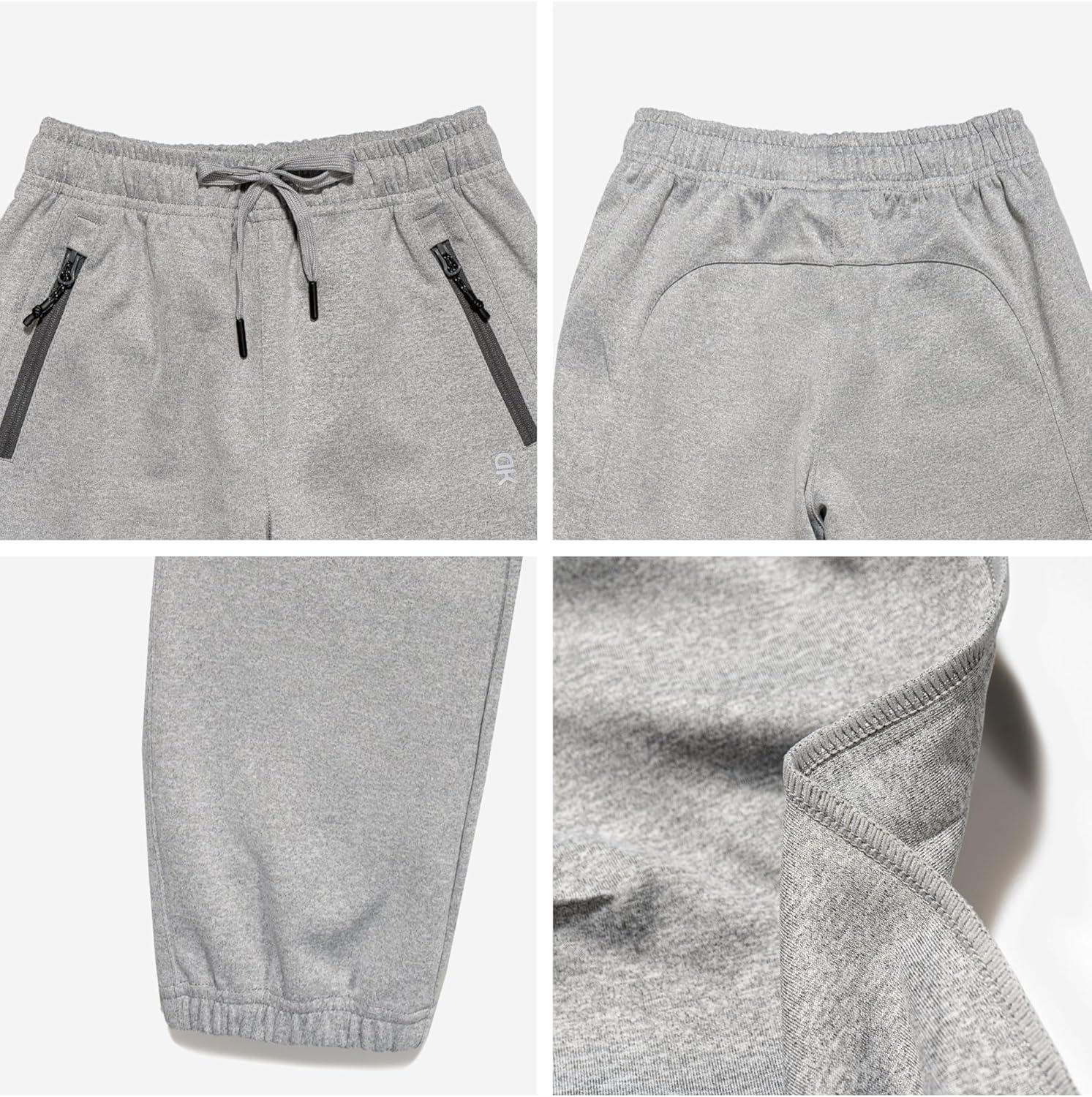 imageLittle Donkey Andy Boys Sweatpants Quick Dry with Zipper Pockets Youth Athletic Jogger PantsLight Gray