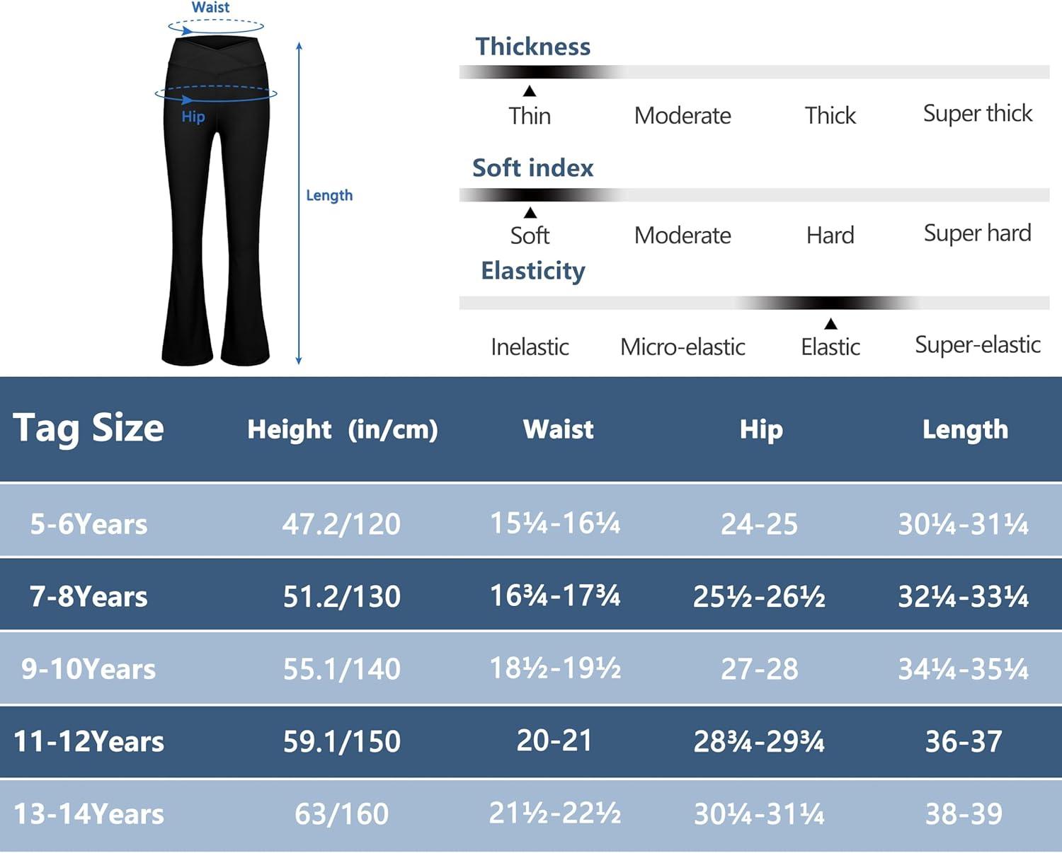 imageLittle Donkey Andy Girls Flare Leggings Cross Yoga Pants Athletic Casual Length PantsBlack