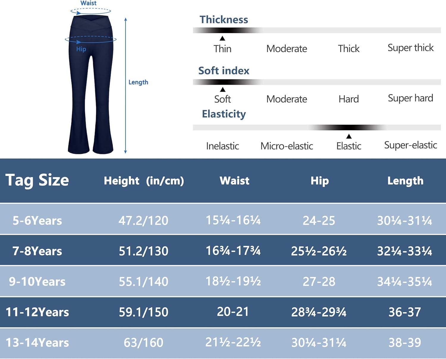 imageLittle Donkey Andy Girls Flare Leggings Cross Yoga Pants Athletic Casual Length PantsDark Blue