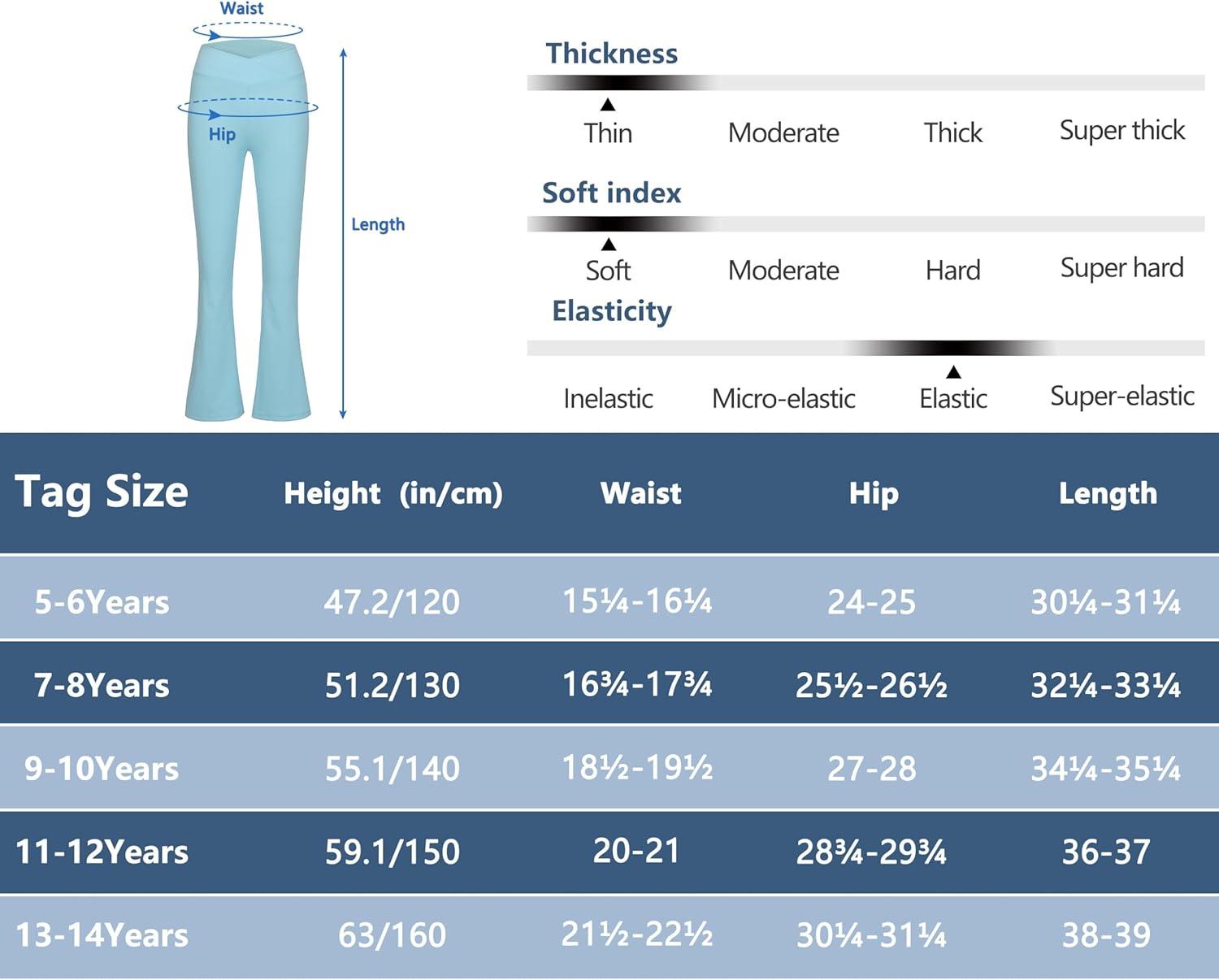 imageLittle Donkey Andy Girls Flare Leggings Cross Yoga Pants Athletic Casual Length PantsLight Blue