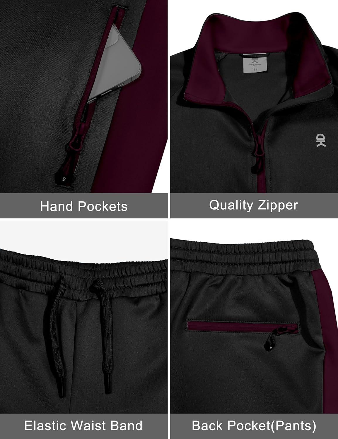 imageLittle Donkey Andy Girls Jogger 2 Piece Outfits Sweatsuit Zip Up Sweatshirt and Sweatpant Tracksuit Athletic SetsBlack