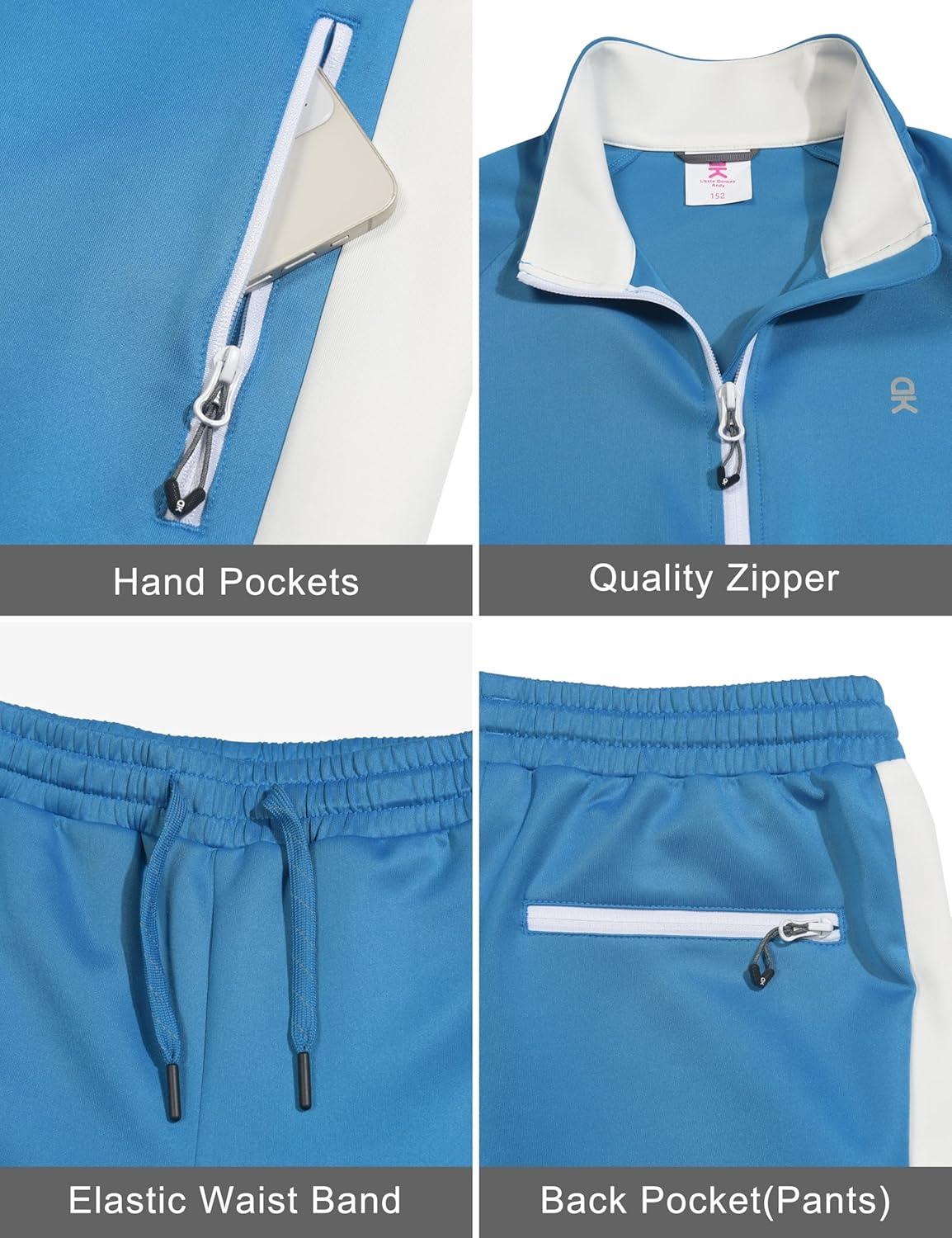 imageLittle Donkey Andy Girls Jogger 2 Piece Outfits Sweatsuit Zip Up Sweatshirt and Sweatpant Tracksuit Athletic SetsLight Blue