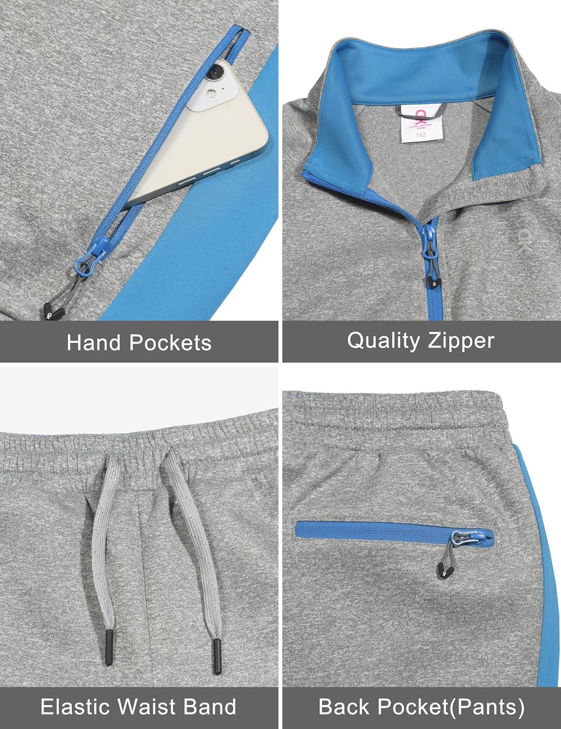 imageLittle Donkey Andy Girls Jogger 2 Piece Outfits Sweatsuit Zip Up Sweatshirt and Sweatpant Tracksuit Athletic SetsLight Grey