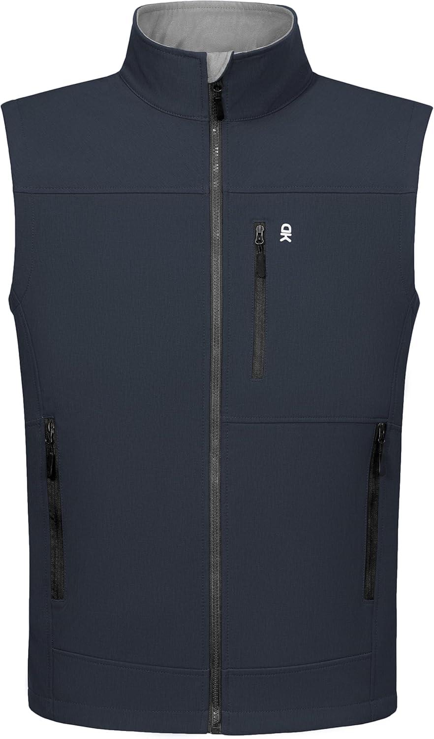 imageLittle Donkey Andy Mens Golf Vest Warm Fleece Lining Hiking Vests Zip Up Sleeveless Outerwear JacketBlack Heather