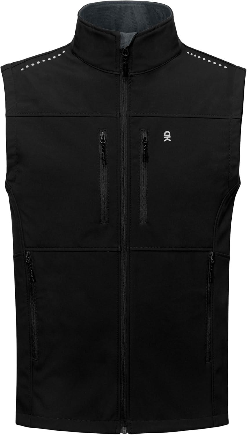 imageLittle Donkey Andy Mens Golf Vest Warm Fleece Lining Hiking Vests Zip Up Sleeveless Outerwear JacketBlack4 Pockets