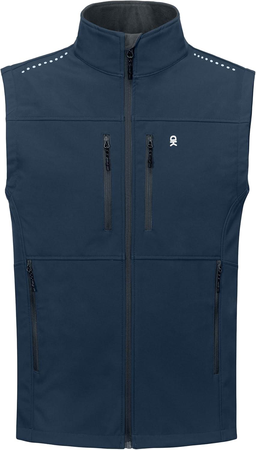imageLittle Donkey Andy Mens Golf Vest Warm Fleece Lining Hiking Vests Zip Up Sleeveless Outerwear JacketDark Blue4 Pockets