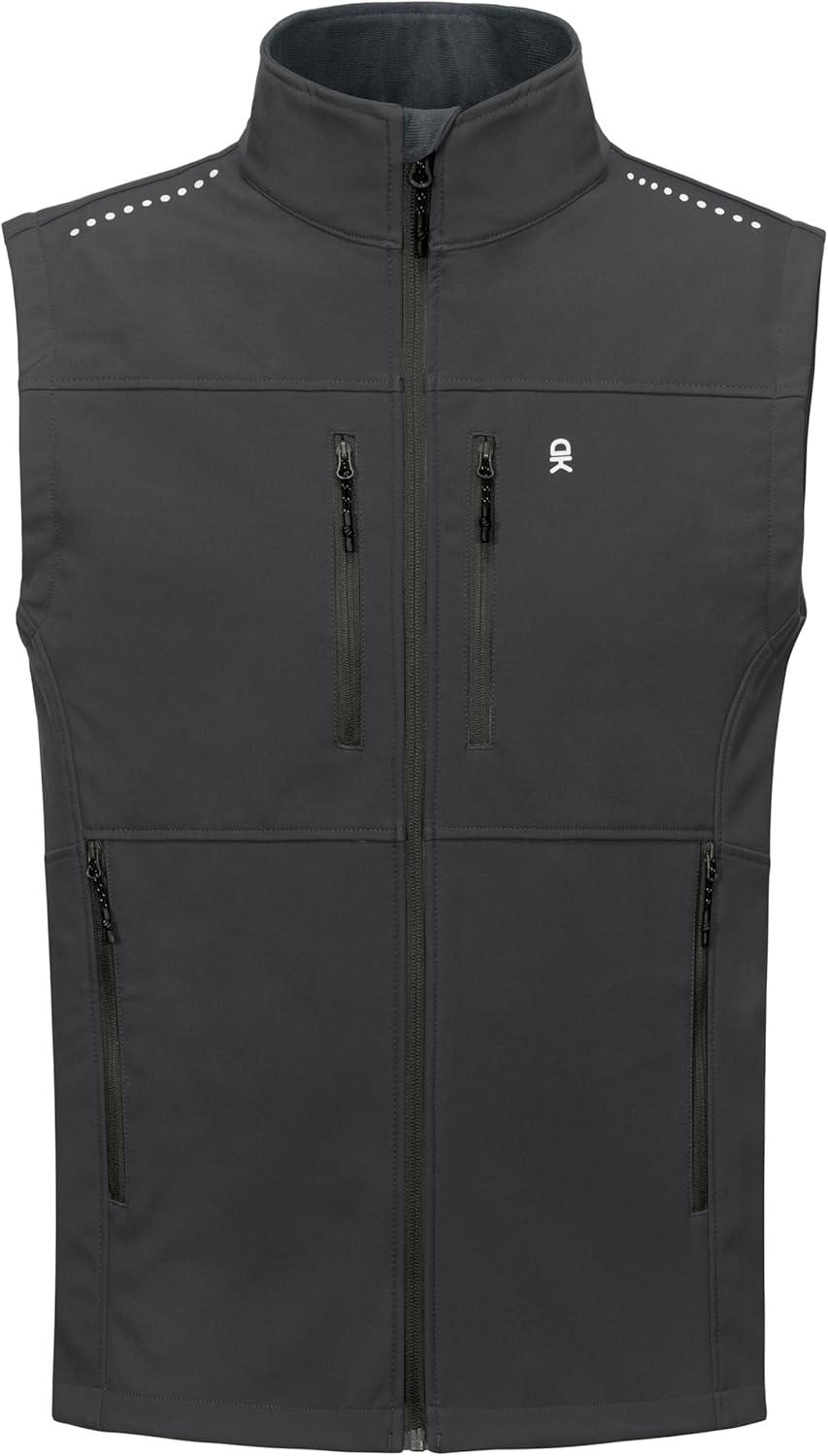 imageLittle Donkey Andy Mens Golf Vest Warm Fleece Lining Hiking Vests Zip Up Sleeveless Outerwear JacketDark Gray4 Pockets