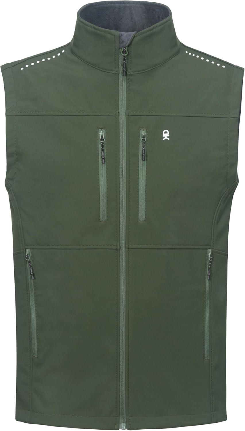 imageLittle Donkey Andy Mens Golf Vest Warm Fleece Lining Hiking Vests Zip Up Sleeveless Outerwear JacketDark Green4 Pockets