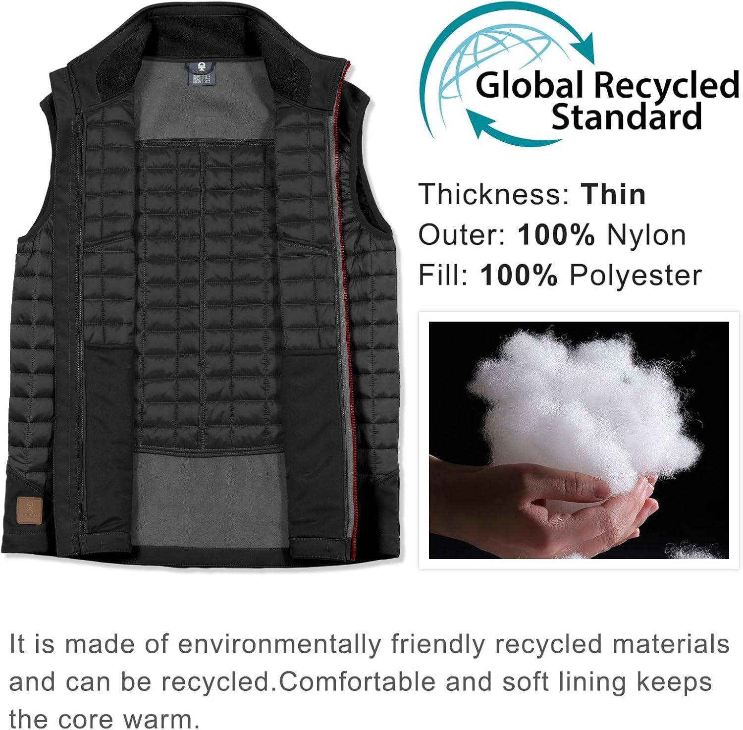 imageLittle Donkey Andy Mens Lightweight Puffer Vest Warm Outdoor Sleeveless Jacket for Golf Hiking RunningBlack
