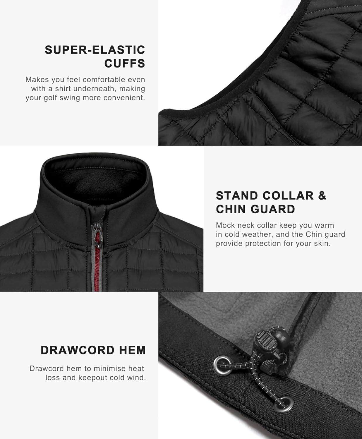 imageLittle Donkey Andy Mens Lightweight Puffer Vest Warm Outdoor Sleeveless Jacket for Golf Hiking RunningBlack