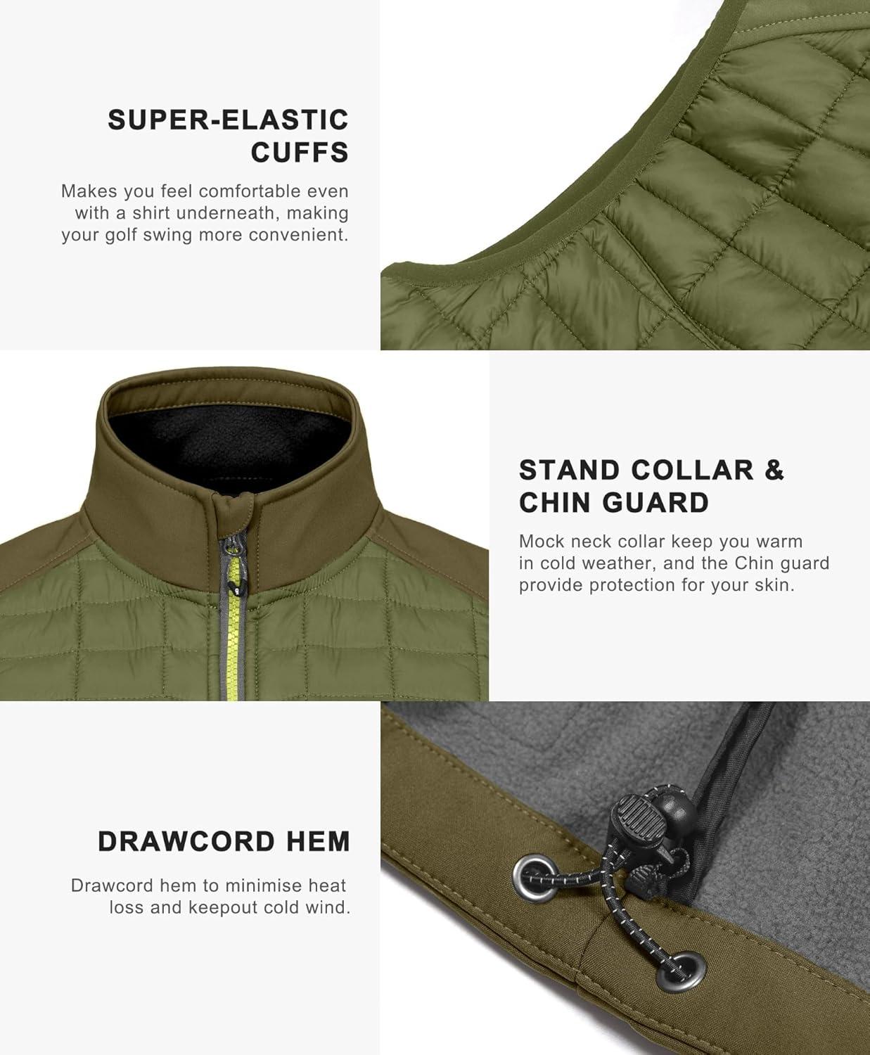 imageLittle Donkey Andy Mens Lightweight Puffer Vest Warm Outdoor Sleeveless Jacket for Golf Hiking RunningOlive