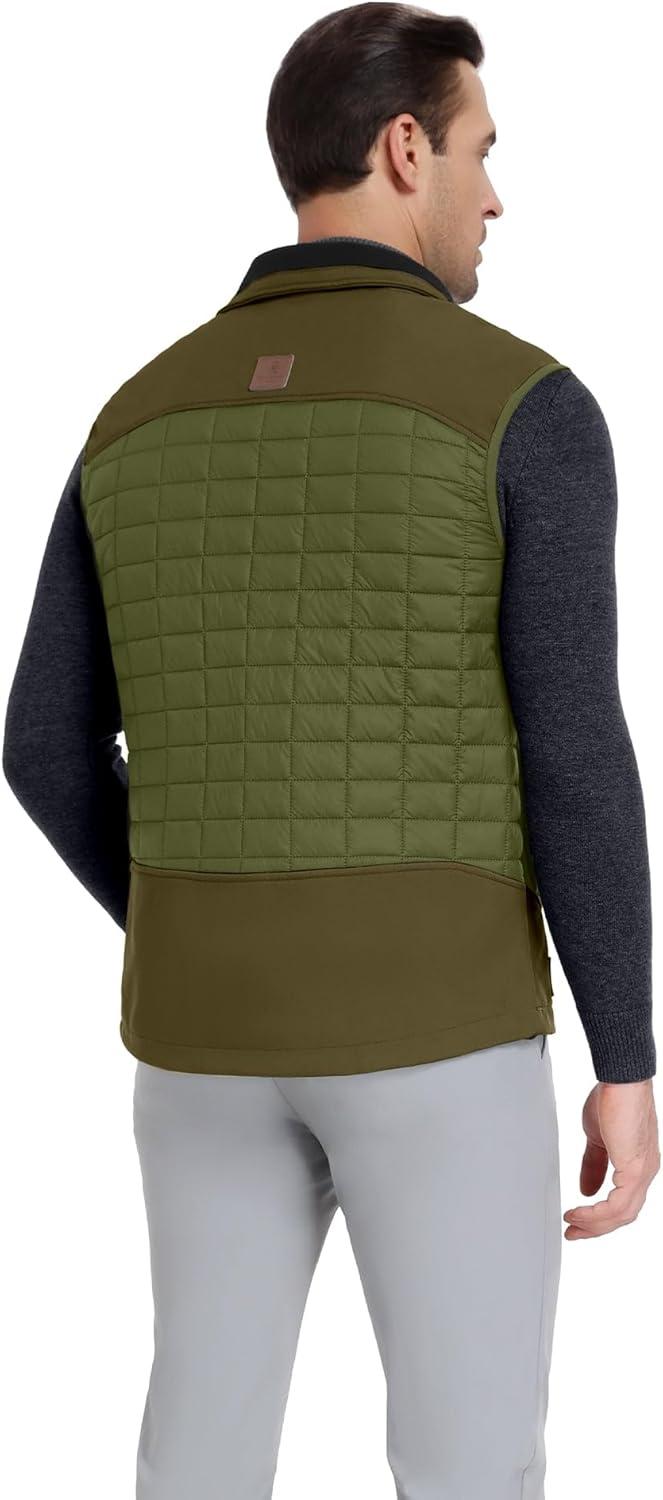 imageLittle Donkey Andy Mens Lightweight Puffer Vest Warm Outdoor Sleeveless Jacket for Golf Hiking RunningOlive
