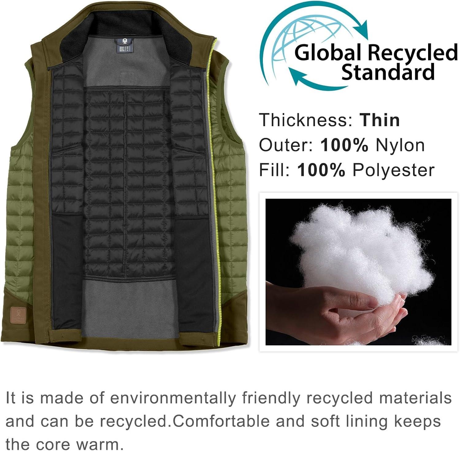 imageLittle Donkey Andy Mens Lightweight Puffer Vest Warm Outdoor Sleeveless Jacket for Golf Hiking RunningOlive