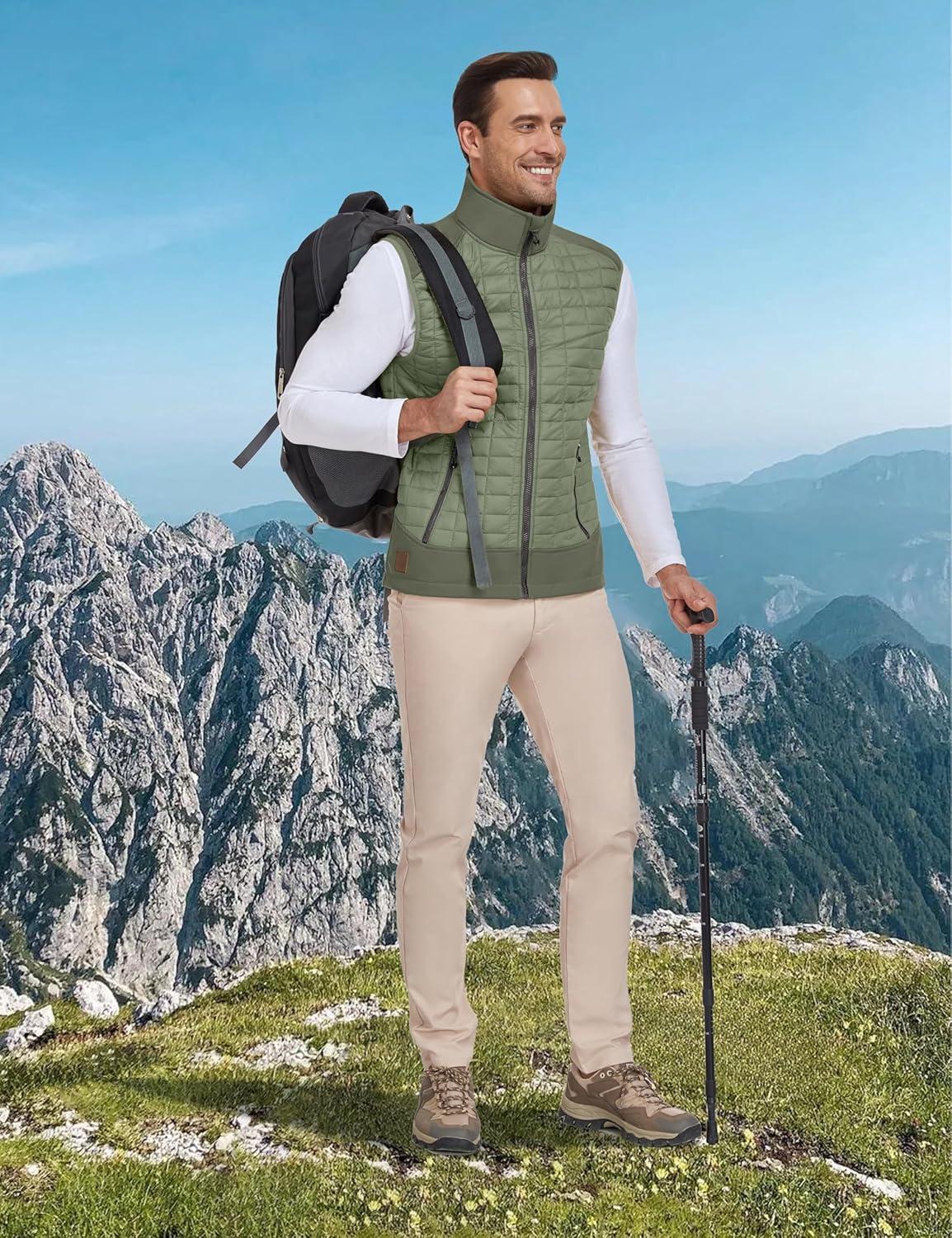 imageLittle Donkey Andy Mens Lightweight Puffer Vest Warm Outdoor Sleeveless Jacket for Golf Hiking RunningSage