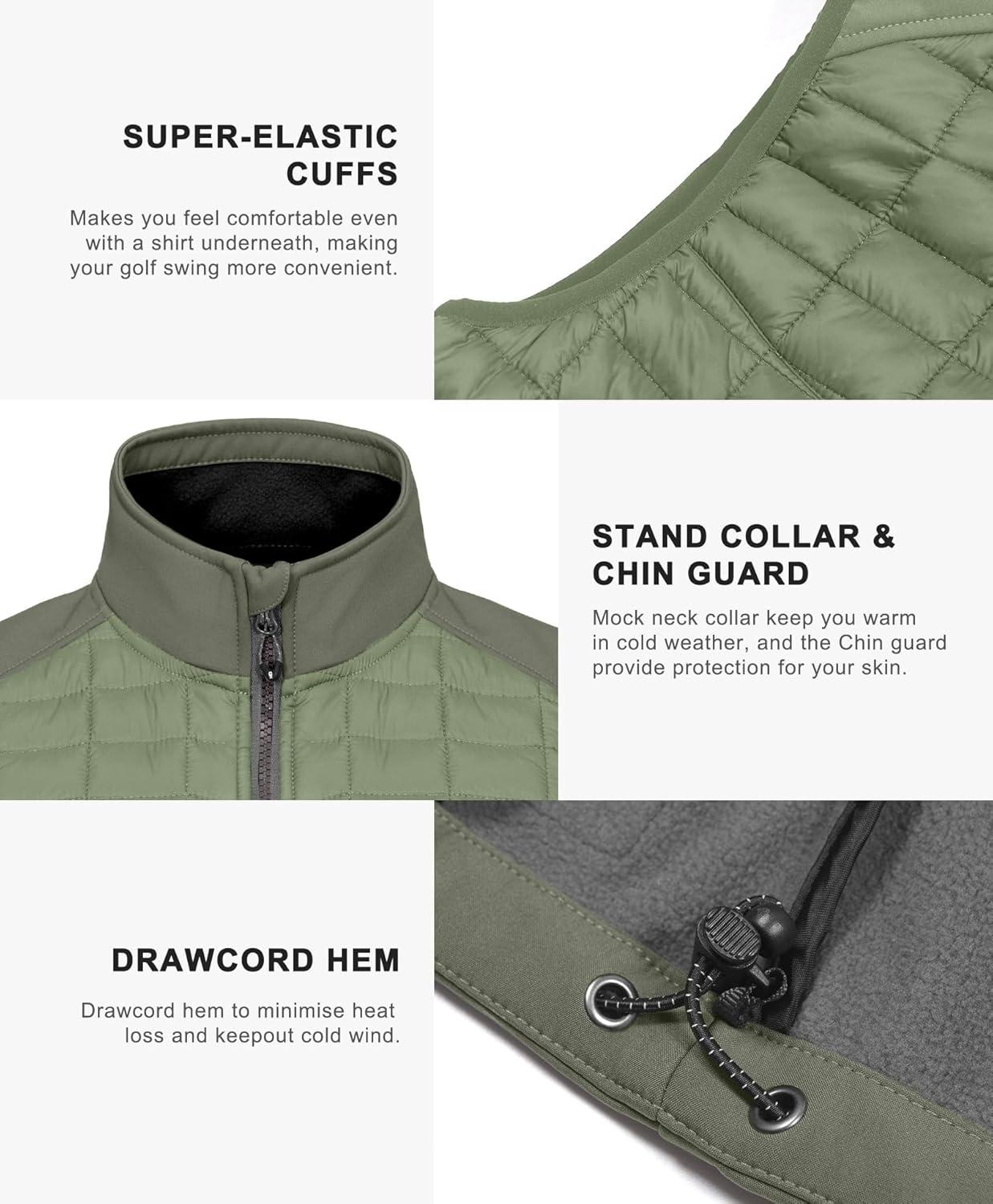 imageLittle Donkey Andy Mens Lightweight Puffer Vest Warm Outdoor Sleeveless Jacket for Golf Hiking RunningSage