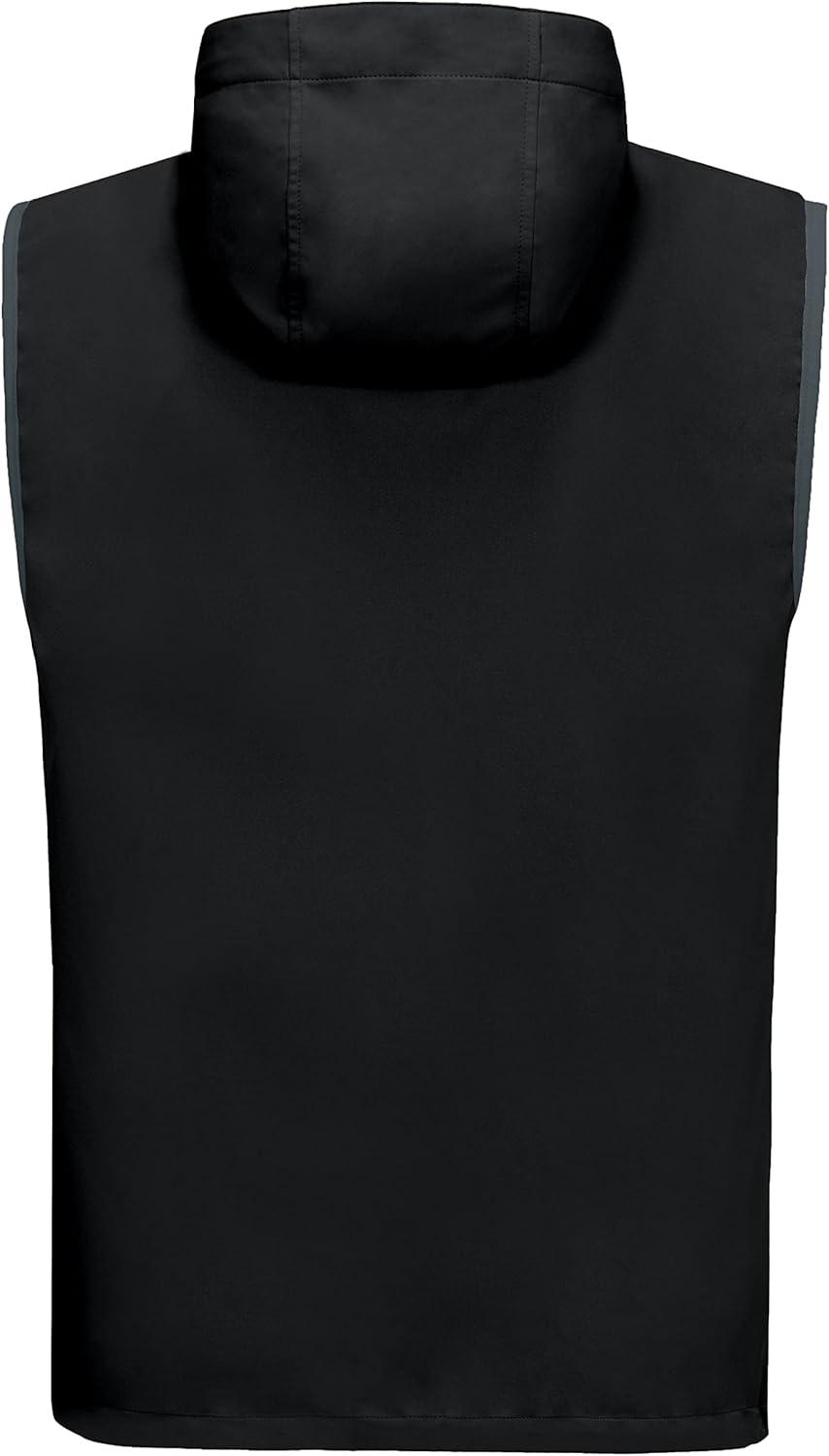 imageLittle Donkey Andy Mens Lightweight Softshell Vest Windproof Sleeveless Jacket for Travel Hiking Running GolfHooded Black