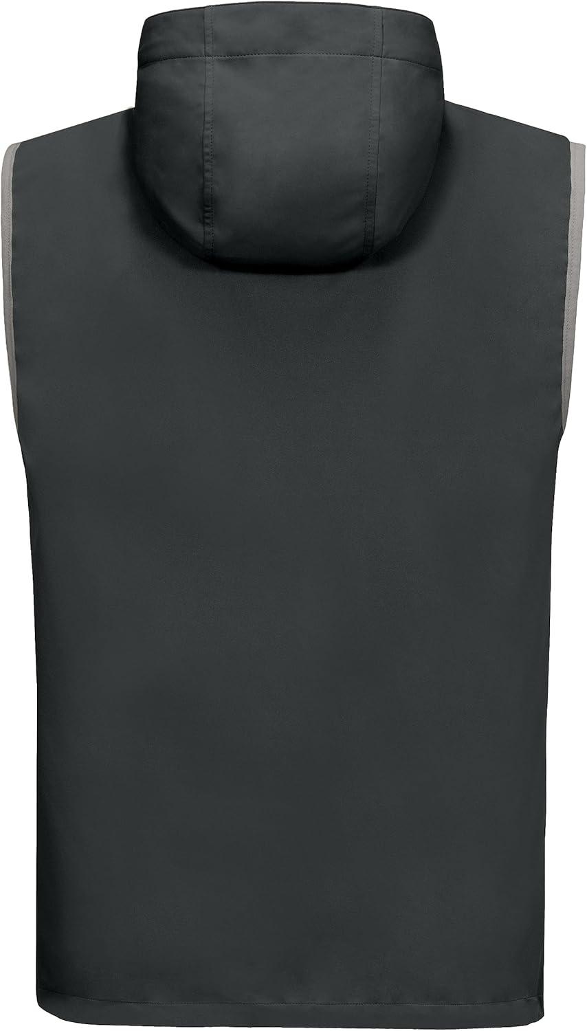 imageLittle Donkey Andy Mens Lightweight Softshell Vest Windproof Sleeveless Jacket for Travel Hiking Running GolfHooded Dark Grey