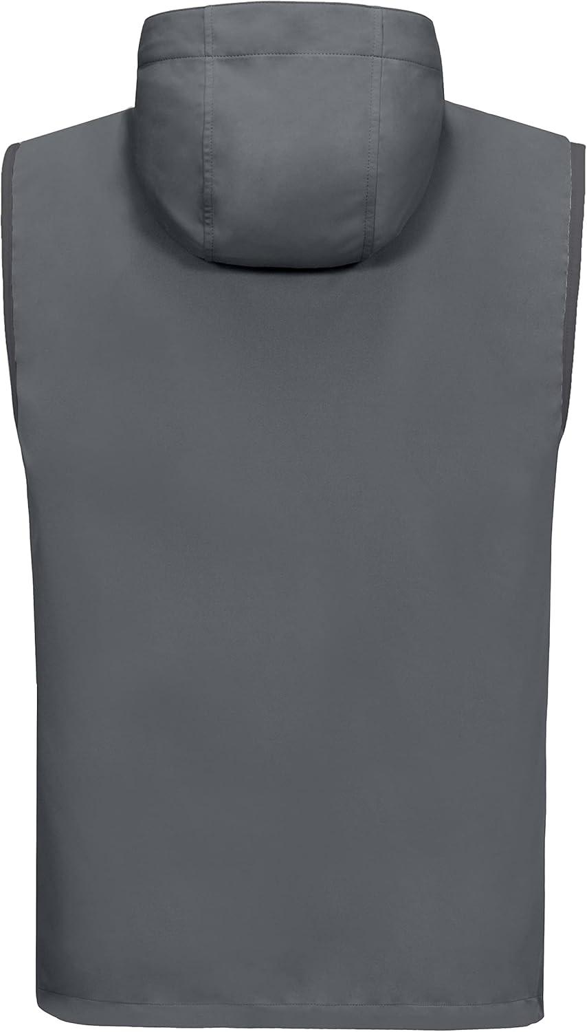 imageLittle Donkey Andy Mens Lightweight Softshell Vest Windproof Sleeveless Jacket for Travel Hiking Running GolfHooded Gray