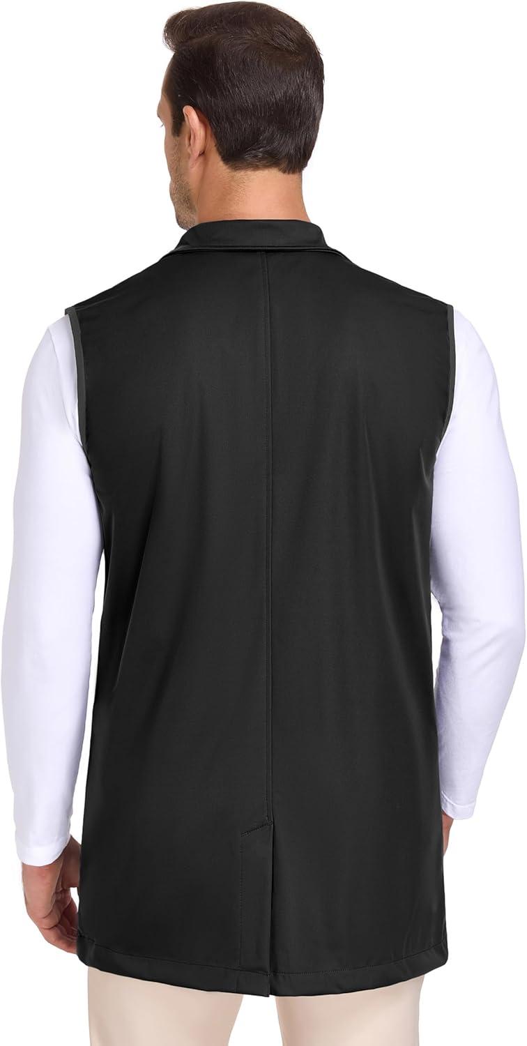 imageLittle Donkey Andy Mens Lightweight Softshell Vest Windproof Sleeveless Jacket for Travel Hiking Running GolfLong Coatblack