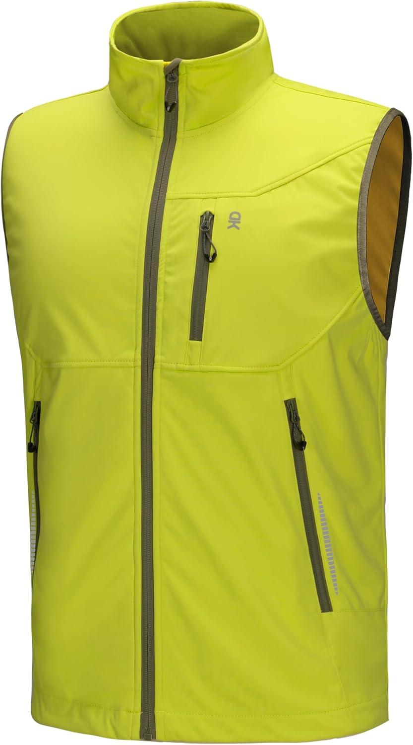 imageLittle Donkey Andy Mens Lightweight Softshell Vest Windproof Sleeveless Jacket for Travel Hiking Running GolfReflective Green