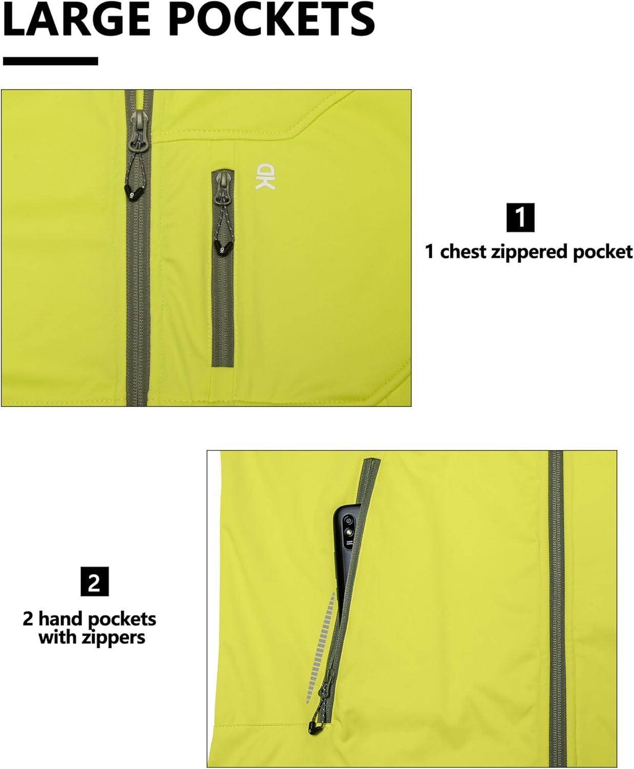 imageLittle Donkey Andy Mens Lightweight Softshell Vest Windproof Sleeveless Jacket for Travel Hiking Running GolfReflective Green