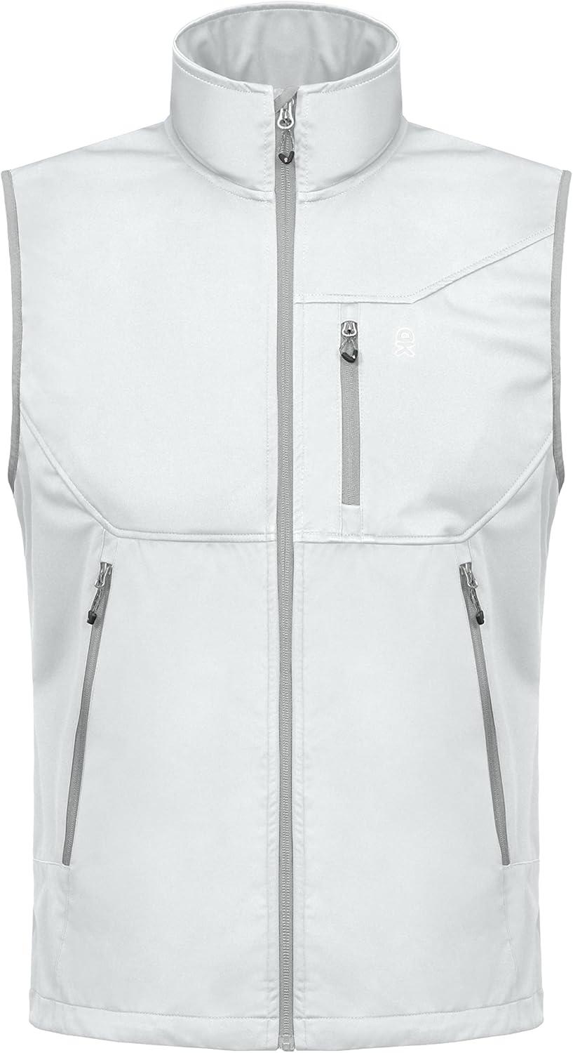 imageLittle Donkey Andy Mens Lightweight Softshell Vest Windproof Sleeveless Jacket for Travel Hiking Running GolfWhite