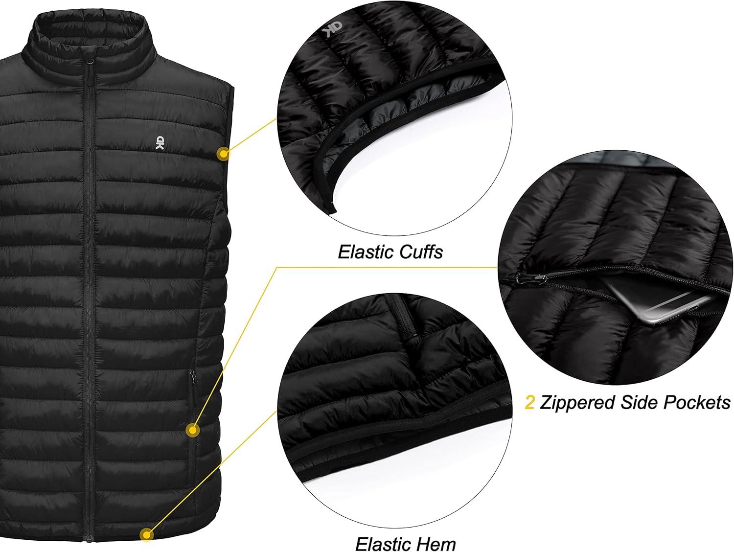 imageLittle Donkey Andy Mens Lightweight Warm Puffer Vest Outdoor Sleeveless Jacket for Golf Hiking Casual Travel1 Jet Black