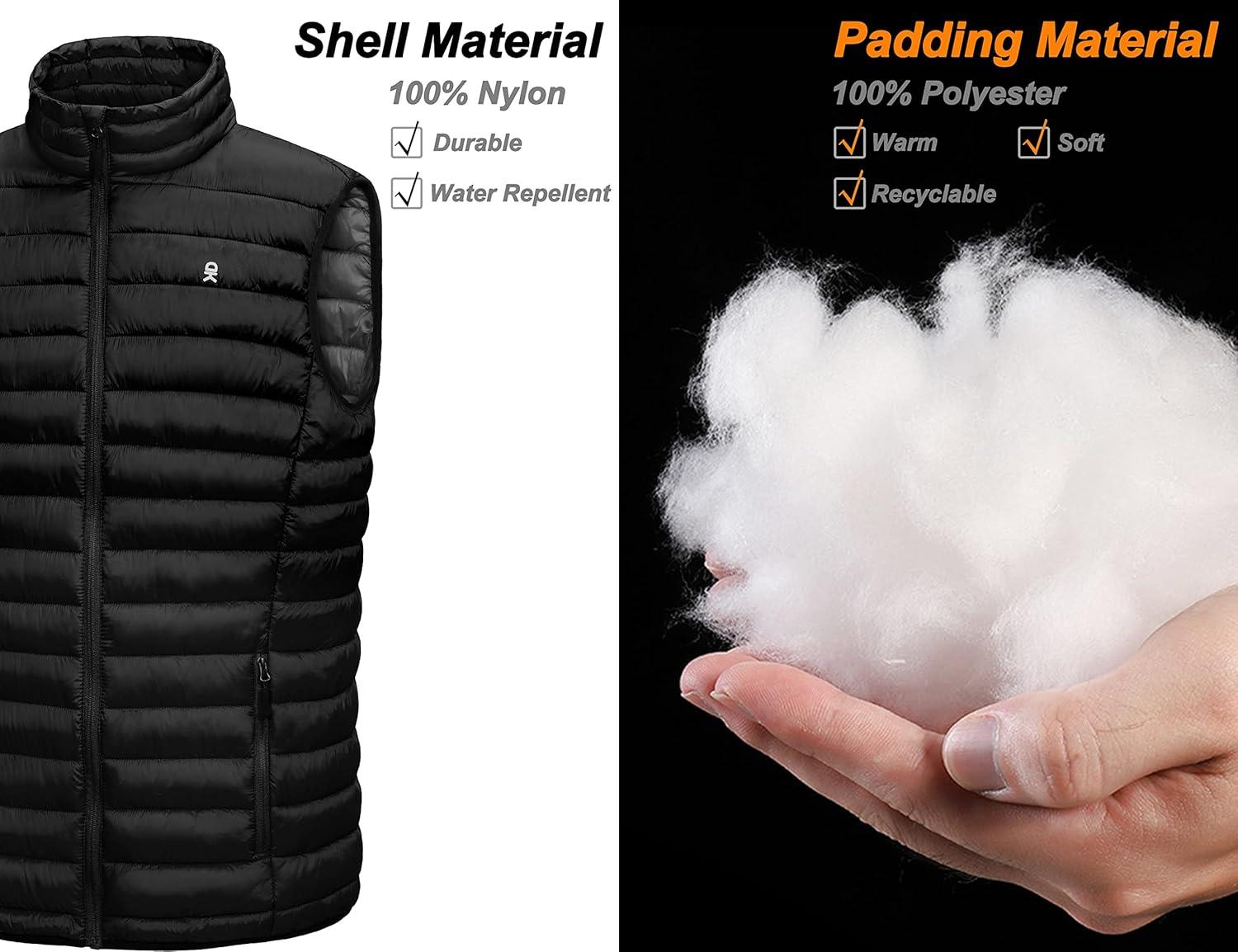 imageLittle Donkey Andy Mens Lightweight Warm Puffer Vest Outdoor Sleeveless Jacket for Golf Hiking Casual Travel1 Jet Black