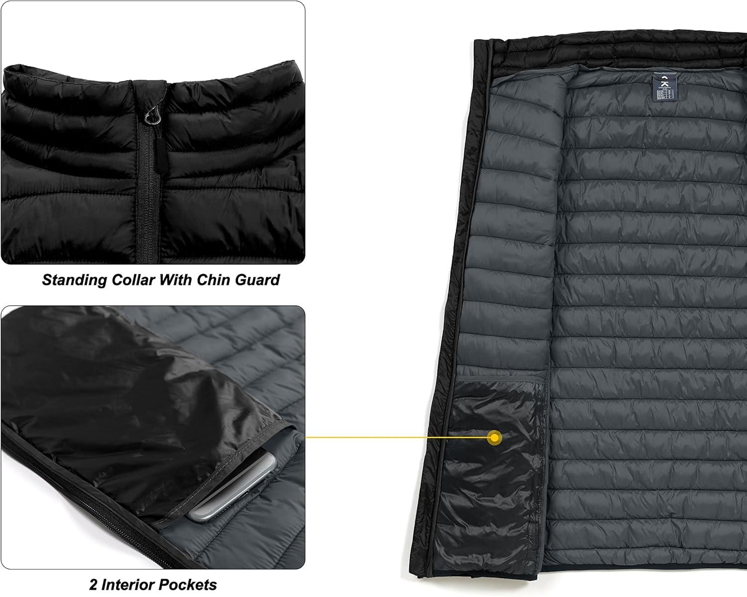 imageLittle Donkey Andy Mens Lightweight Warm Puffer Vest Outdoor Sleeveless Jacket for Golf Hiking Casual Travel1 Jet Black