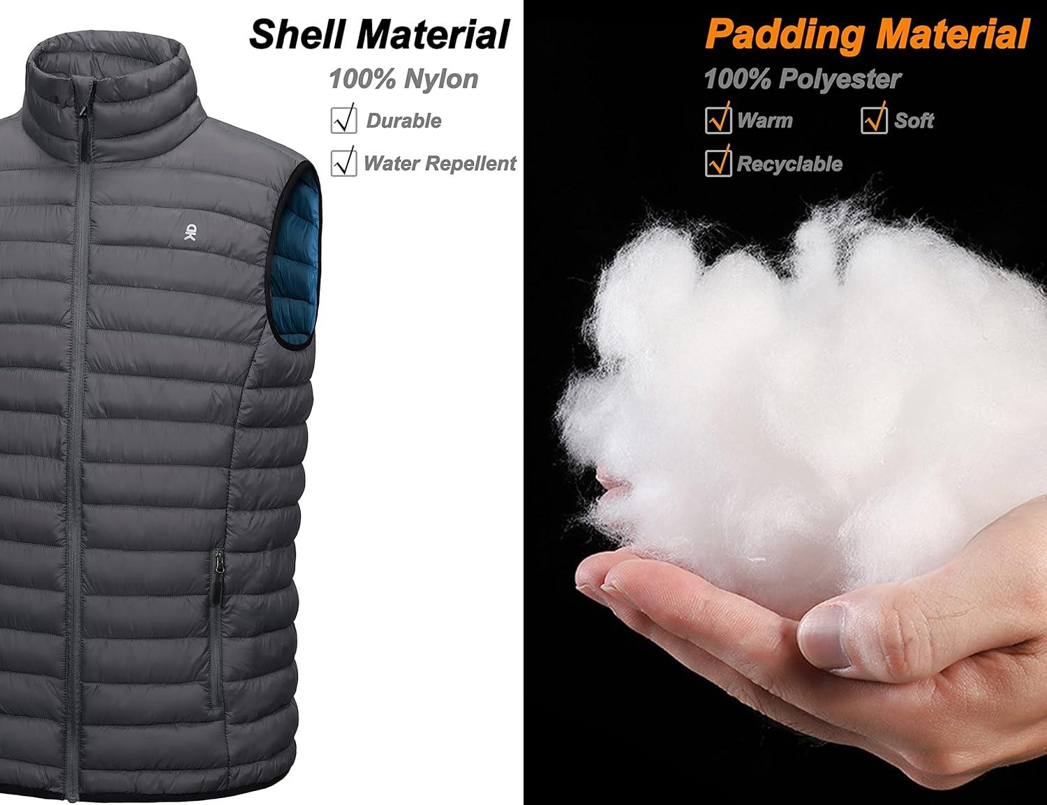 imageLittle Donkey Andy Mens Lightweight Warm Puffer Vest Outdoor Sleeveless Jacket for Golf Hiking Casual Travel2 Steel Gray