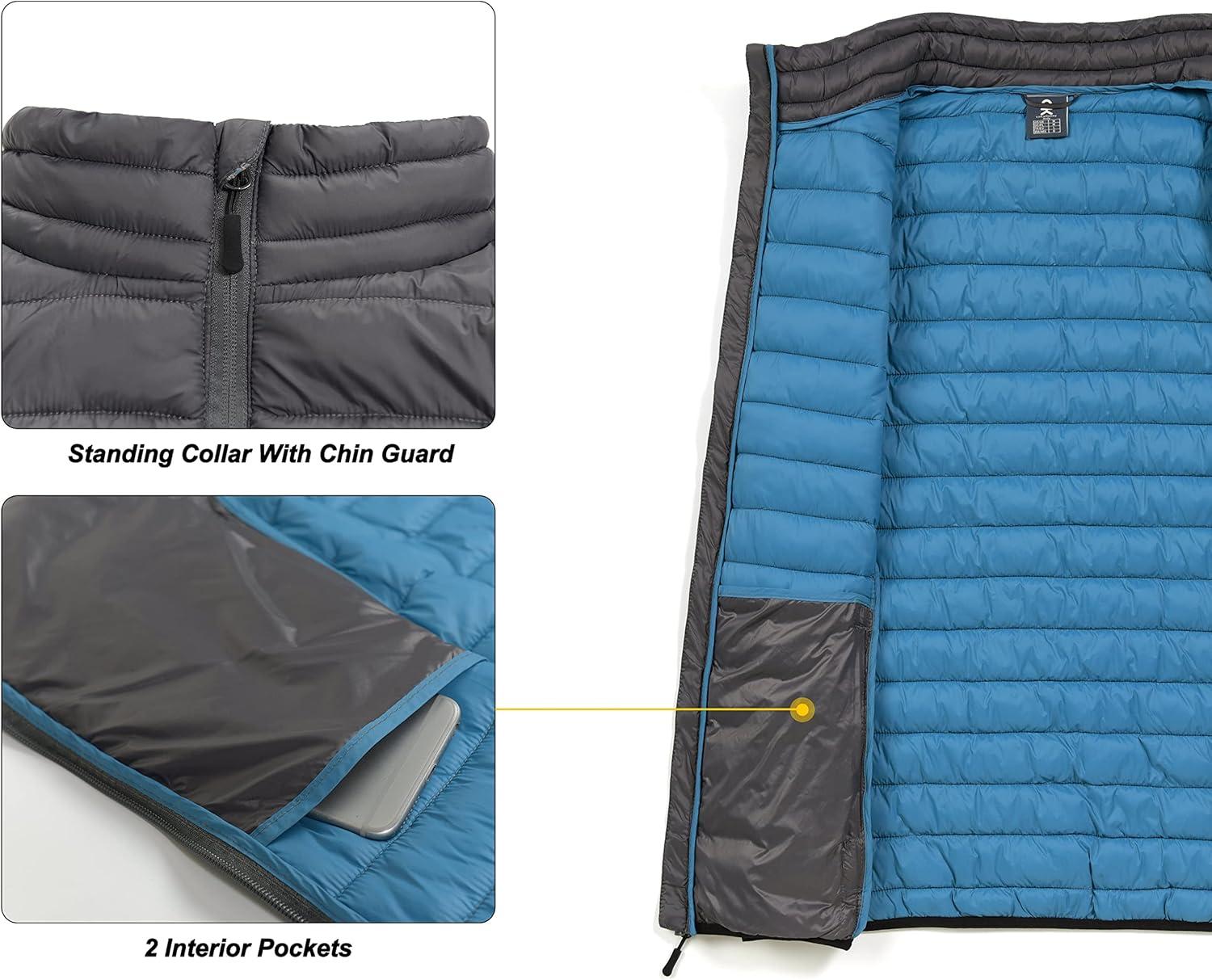 imageLittle Donkey Andy Mens Lightweight Warm Puffer Vest Outdoor Sleeveless Jacket for Golf Hiking Casual Travel2 Steel Gray