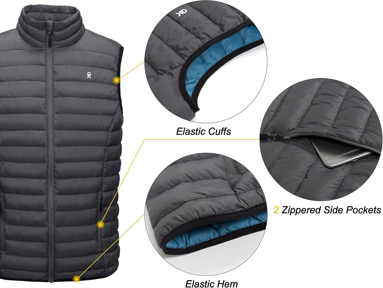 imageLittle Donkey Andy Mens Lightweight Warm Puffer Vest Outdoor Sleeveless Jacket for Golf Hiking Casual Travel2 Steel Gray