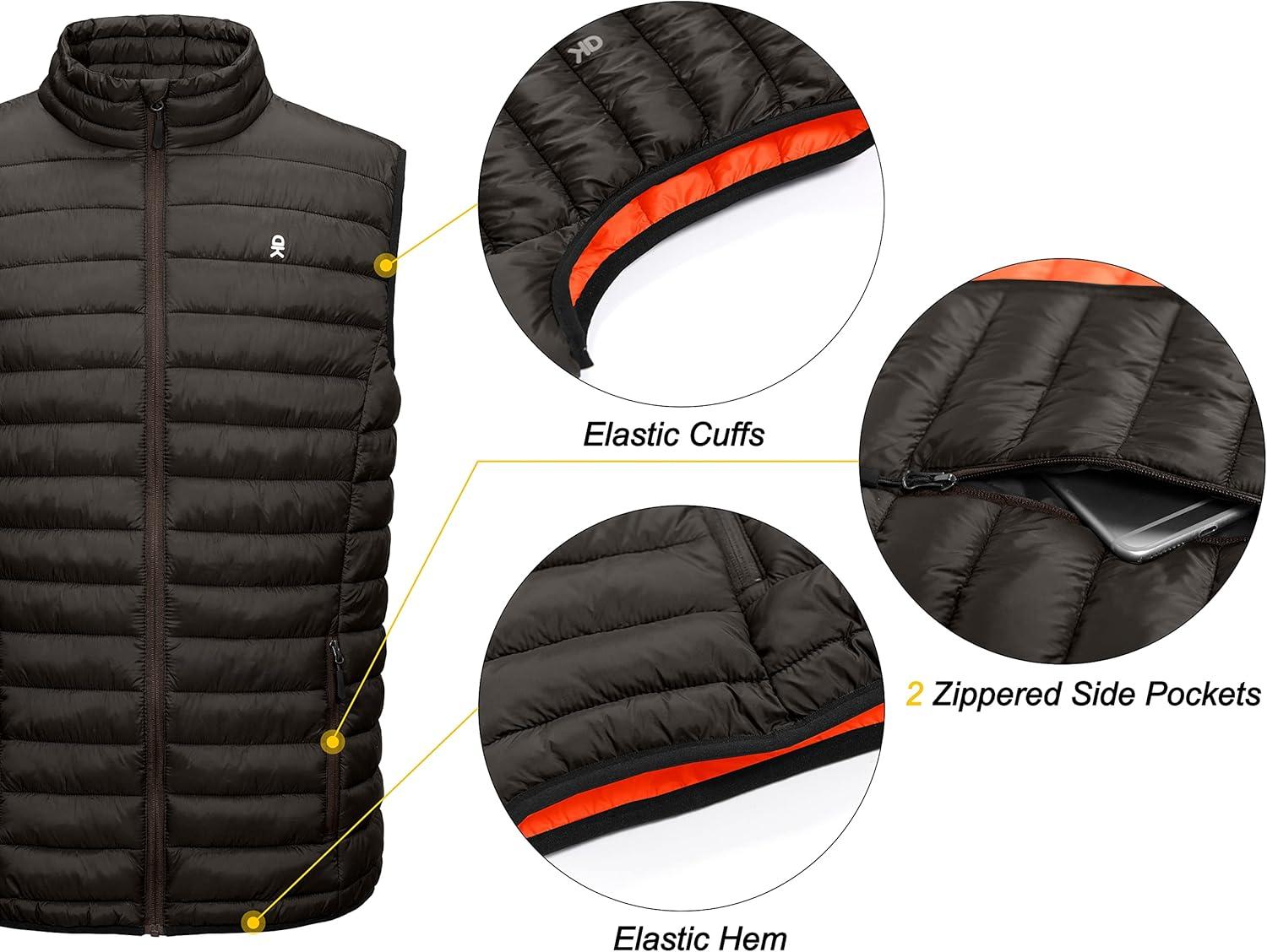 imageLittle Donkey Andy Mens Lightweight Warm Puffer Vest Outdoor Sleeveless Jacket for Golf Hiking Casual Travel3 Slate Brown