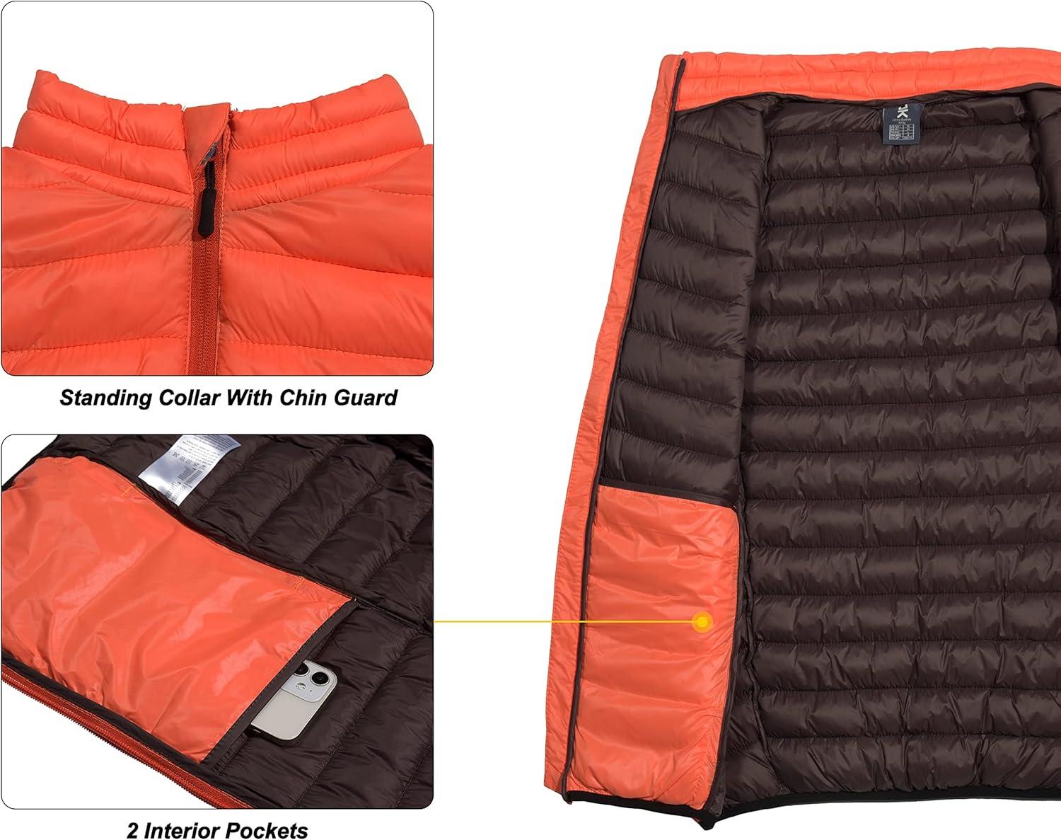 imageLittle Donkey Andy Mens Lightweight Warm Puffer Vest Outdoor Sleeveless Jacket for Golf Hiking Casual Travel5 Vibrant Orange