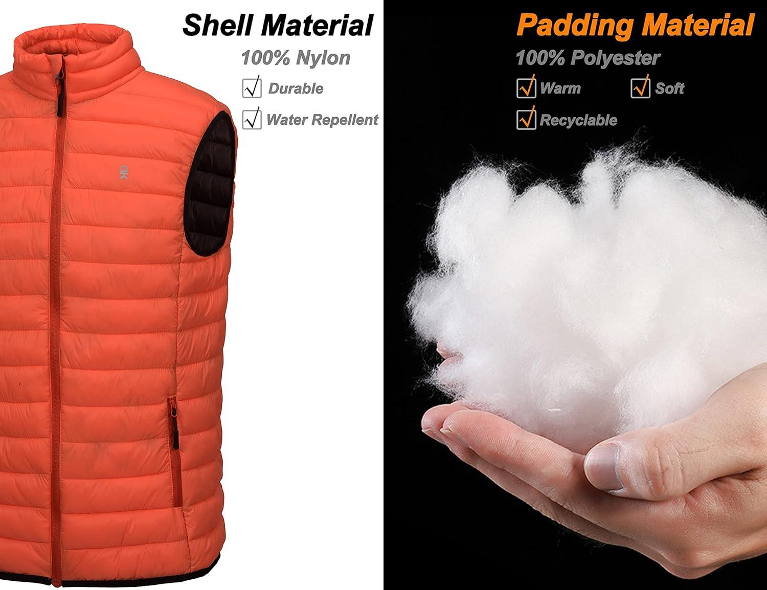 imageLittle Donkey Andy Mens Lightweight Warm Puffer Vest Outdoor Sleeveless Jacket for Golf Hiking Casual Travel5 Vibrant Orange