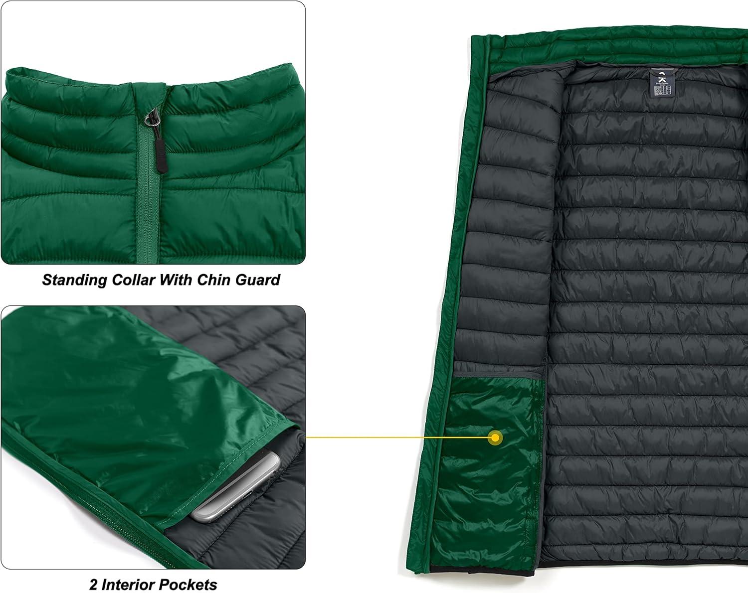 imageLittle Donkey Andy Mens Lightweight Warm Puffer Vest Outdoor Sleeveless Jacket for Golf Hiking Casual Travel7 Pine Green