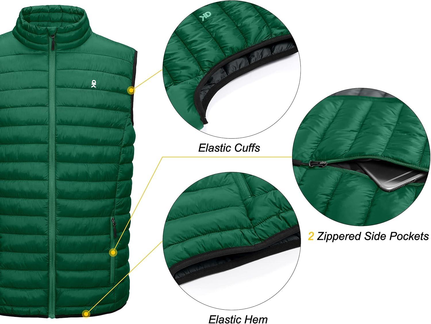 imageLittle Donkey Andy Mens Lightweight Warm Puffer Vest Outdoor Sleeveless Jacket for Golf Hiking Casual Travel7 Pine Green