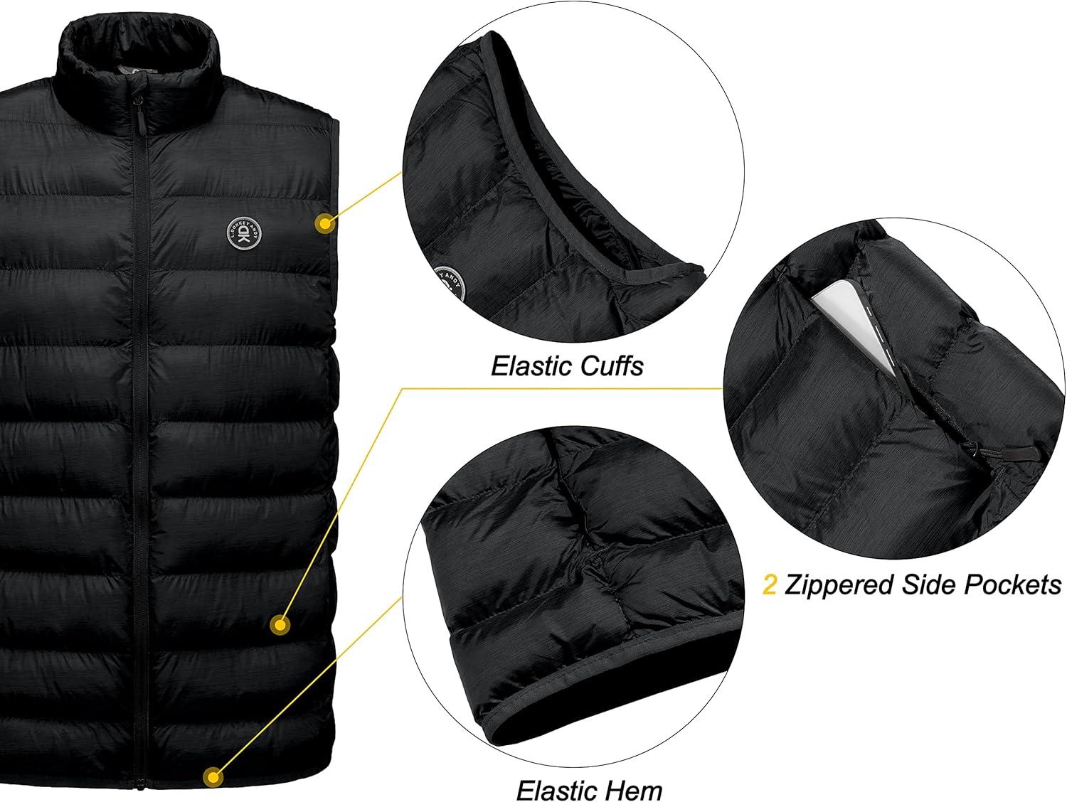imageLittle Donkey Andy Mens Lightweight Warm Puffer Vest Thermal Golf Sleeveless Jacket for Outdoor Hiking Travel Casual1 Jet Black