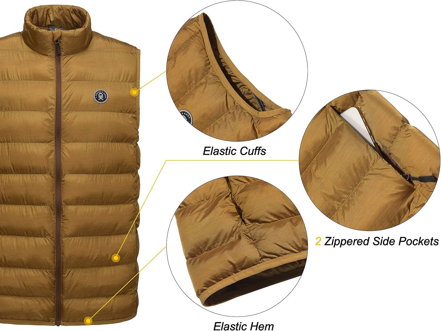 imageLittle Donkey Andy Mens Lightweight Warm Puffer Vest Thermal Golf Sleeveless Jacket for Outdoor Hiking Travel Casual6 Mustard Gold