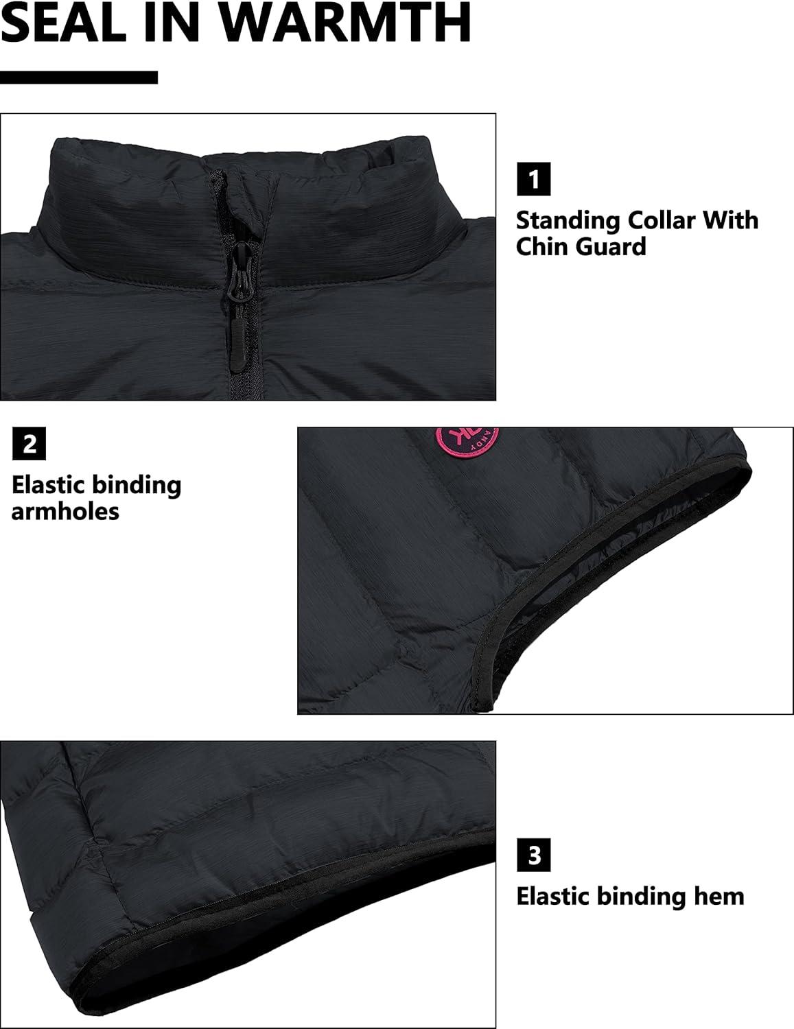 imageLittle Donkey Andy Womens Lightweight Puffer Vest Outerwear Winter Warm Sleeveless Jacket for Casual Travel Golf Hiking1 Jet Black