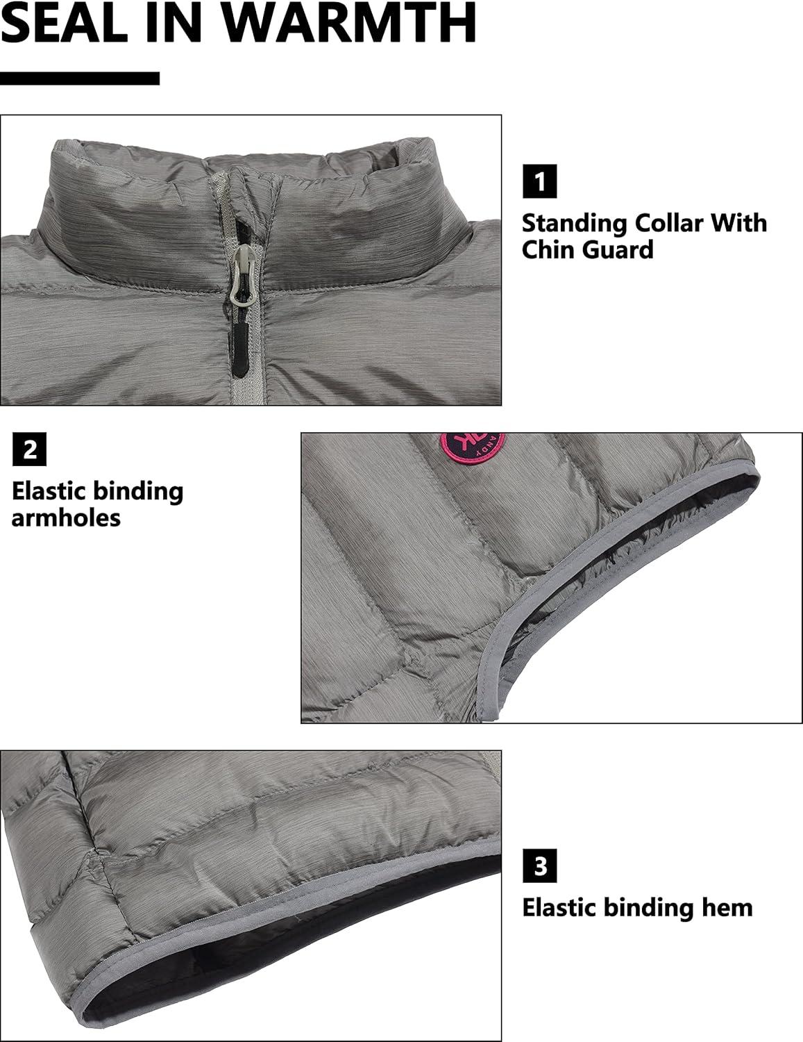 imageLittle Donkey Andy Womens Lightweight Puffer Vest Outerwear Winter Warm Sleeveless Jacket for Casual Travel Golf Hiking3 Light Gray